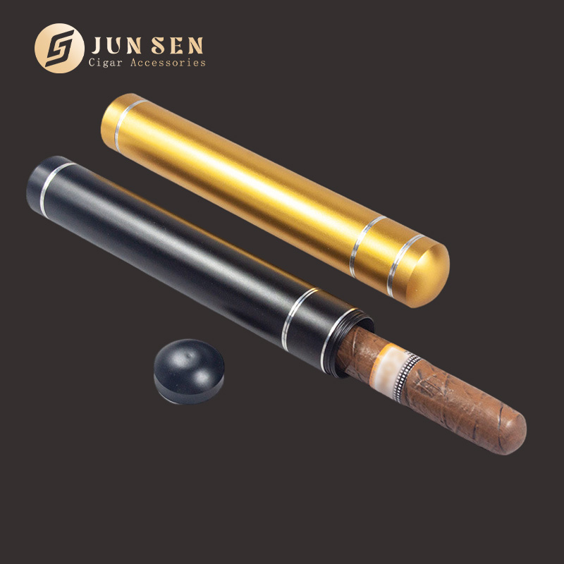 High-Quality Cigar Tube – Elegant Gold & Matte Black Design