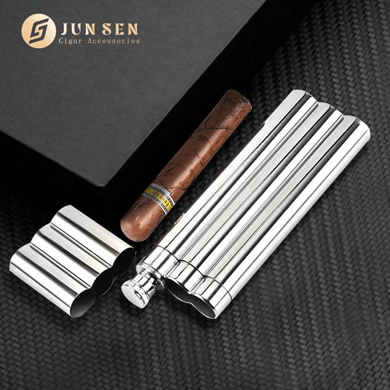 3-in-1 Stainless Steel Cigar & Liquor Tube – Travel Gift Set