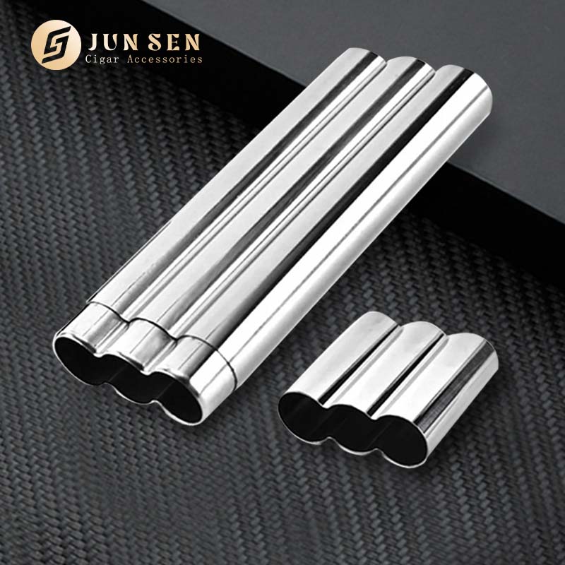 Popular 3-Cigar Stainless Steel Tube – Travel Case for Cigar