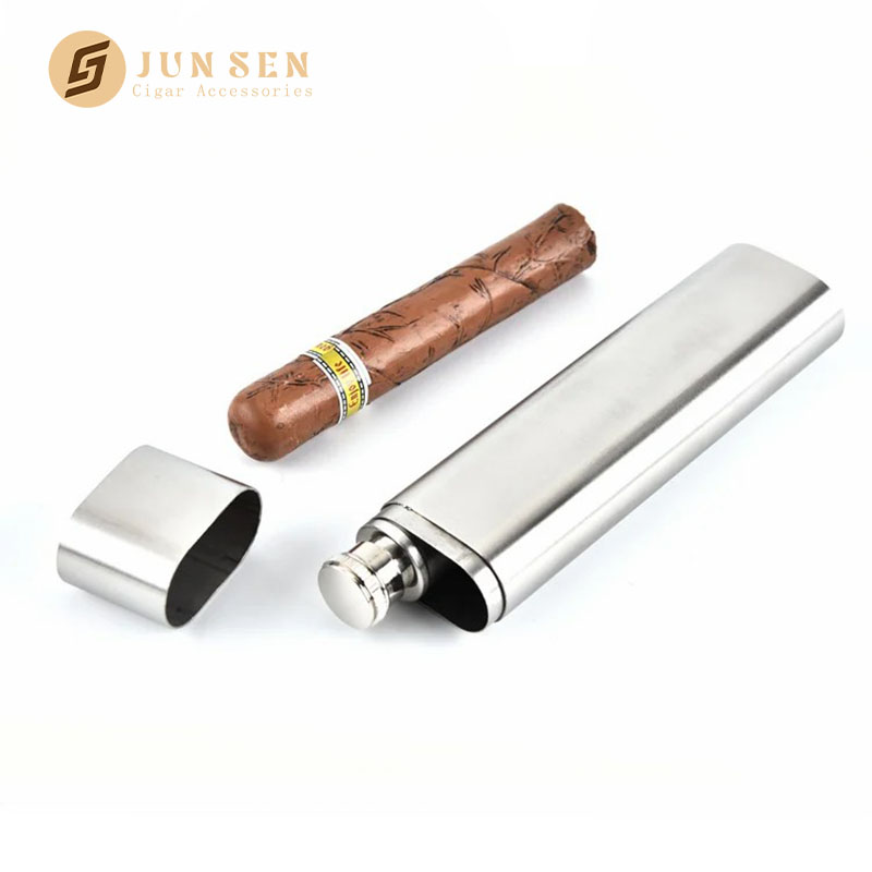 Wholesale 2-in-1 Stainless Steel Cigar Tube&Hip Flask Combo