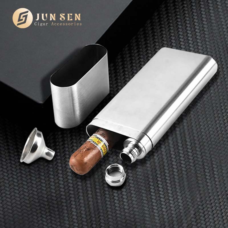 Luxury 3-in-1 Cigar Holder & Liquor Flask – Travel Tube Set