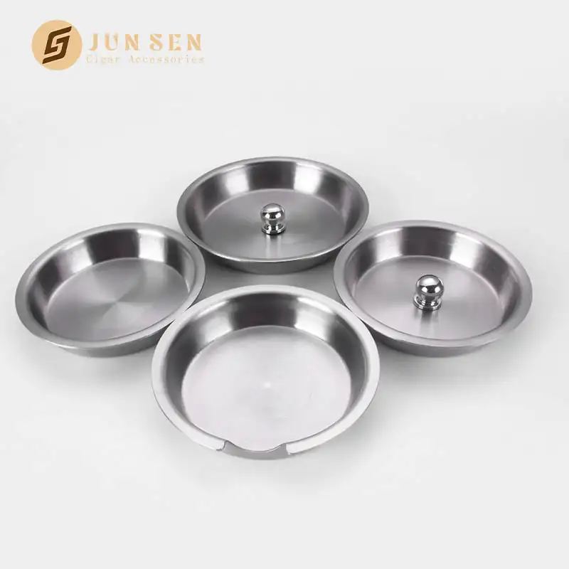 High-Grade Round Stainless Steel Ashtray for Home Bar&Patio